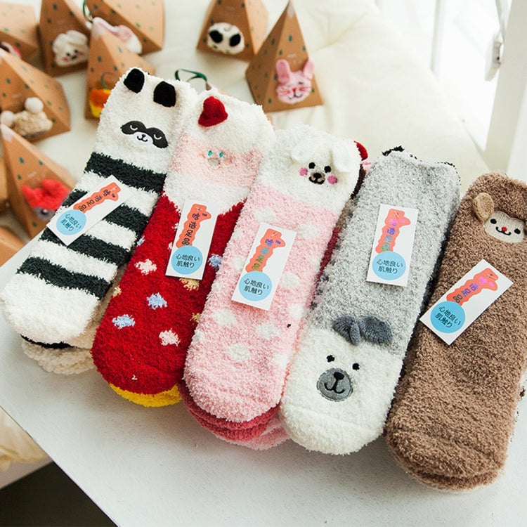 Winter Coral Velvet Thick Warm Cartoon Adult Socks, Stereoscopic Animal Pattern Christmas Boxed Gift Socks, Random Style Delivery My Store