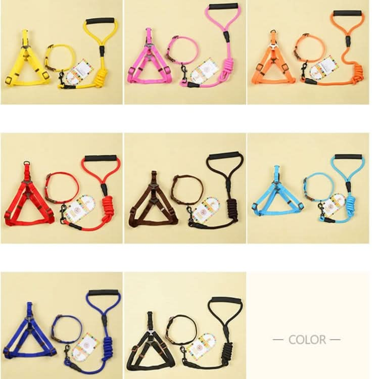 Pet Dog Collar + Harness + Leash Three Sets, S, Harness Chest Size: 34-50cm, Collar Neck Size: 24-35cm, Pet Weight: 8kg Below - Reluova