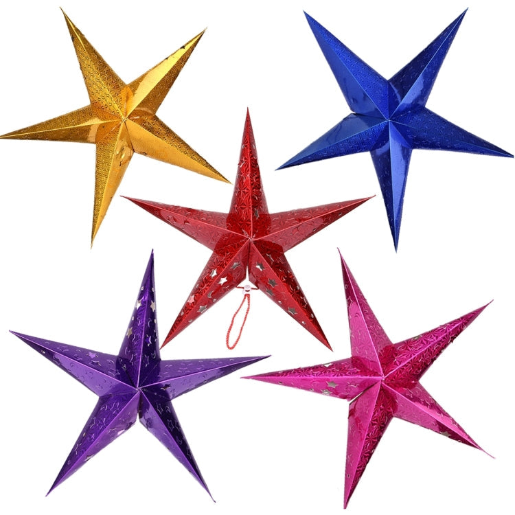 30cm Diagonal (Full Extended) Christmas Decoration 3D Holographic Paper Pentagram, Random Color Delivery My Store