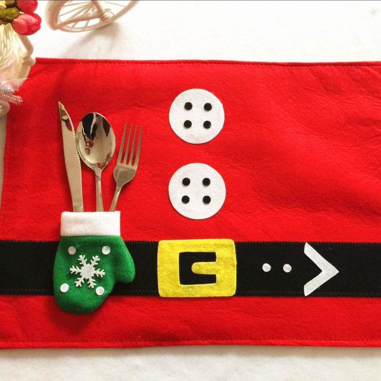 Christmas Decoration Santa Claus Suit Placemat with Glove Cutlery Holder My Store