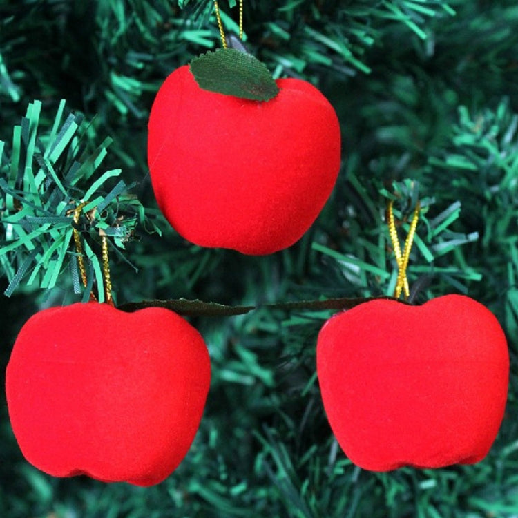 6 in 1 3.6cm Christmas Tree Decoration Red Apple Hang Ornament with Lanyard