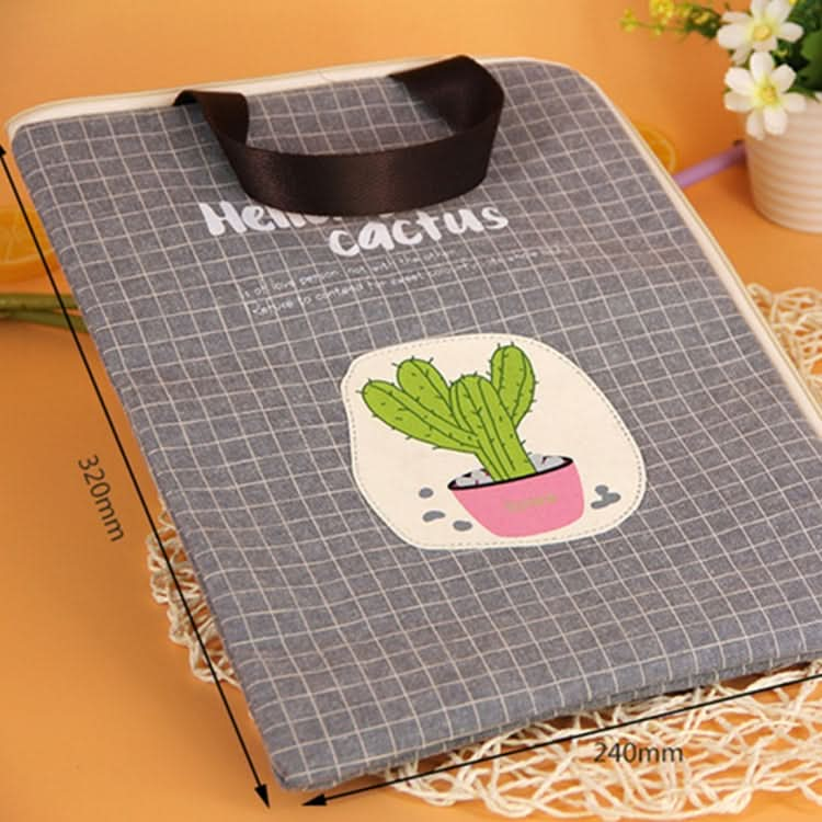 Cactus Pattern Waterproof and Dustproof Canvas File Bag Zipper Data Portable Storage Bag, Random Style Delivery Reluova