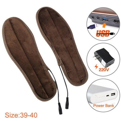 USB Electric Powered Heated Insoles Keep Feet Warm Pad with USB Cable & Power Adapter, Size: 39-40 yard Reluova