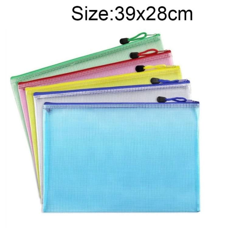 Zipper Plastic Mesh Stationery Bag, Random Color Delivery (B4, Size: 39x28cm) Reluova