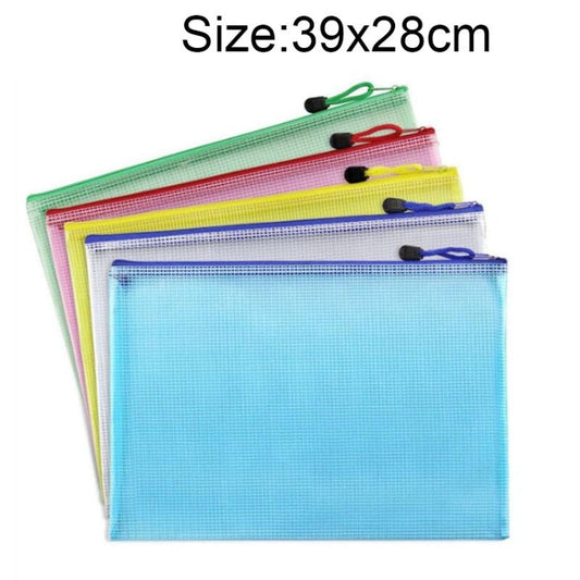 Zipper Plastic Mesh Stationery Bag, Random Color Delivery (B4, Size: 39x28cm)