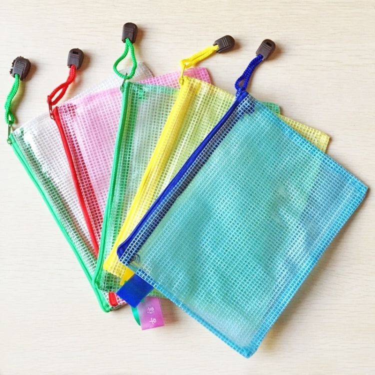 Zipper Plastic Mesh Stationery Bag, Random Color Delivery (B4, Size: 39x28cm)