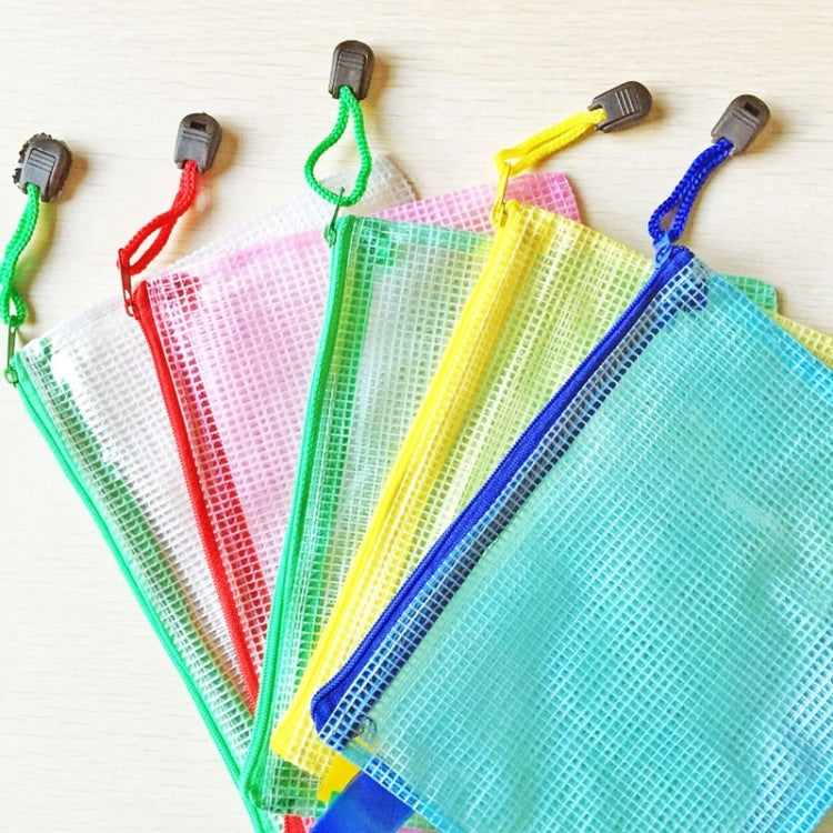 Zipper Plastic Mesh Stationery Bag, Random Color Delivery (B4, Size: 39x28cm)