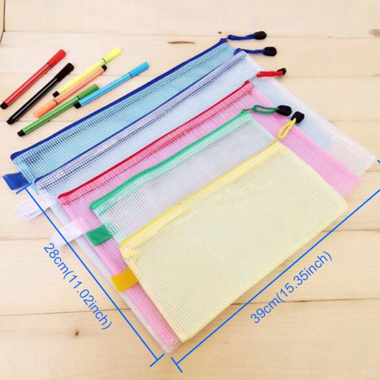 Zipper Plastic Mesh Stationery Bag, Random Color Delivery (B4, Size: 39x28cm)