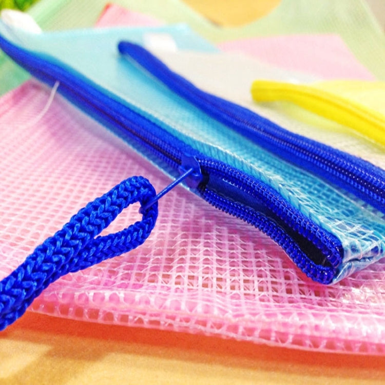 Zipper Plastic Mesh Stationery Bag, Random Color Delivery (B4, Size: 39x28cm)