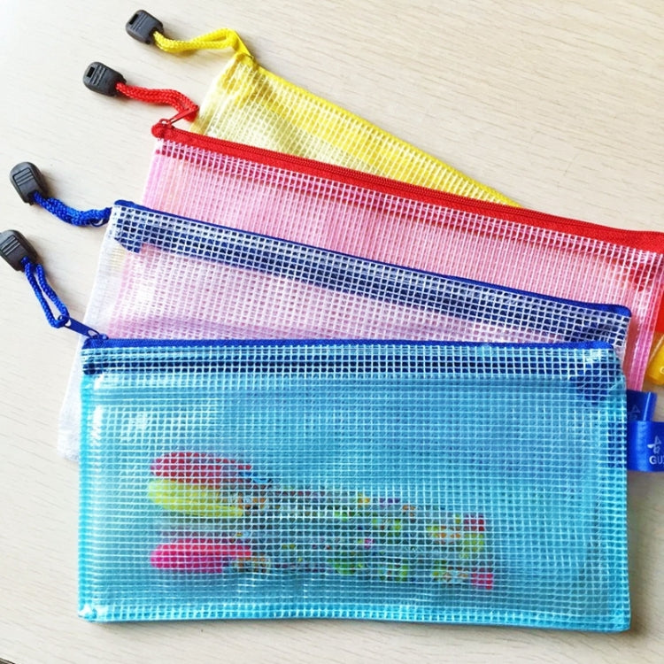 Zipper Plastic Mesh Stationery Bag, Random Color Delivery (B5, Size: 28x21cm)