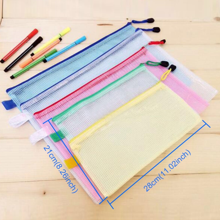 Zipper Plastic Mesh Stationery Bag, Random Color Delivery (B5, Size: 28x21cm)