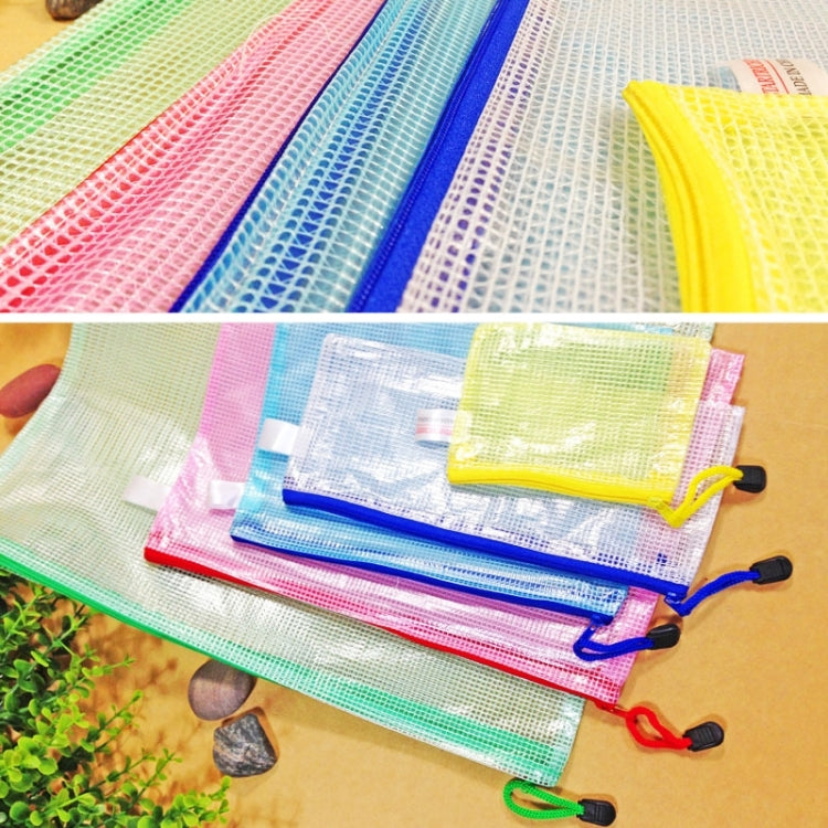 Zipper Plastic Mesh Stationery Bag, Random Color Delivery (B5, Size: 28x21cm)