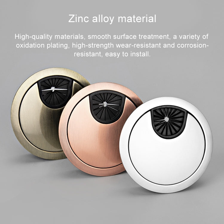 2 PCS Desk Computer Desktop Zinc Alloy Round Threading Box Hole Cover, Hole Diameter: 35mm (Bright Gold)