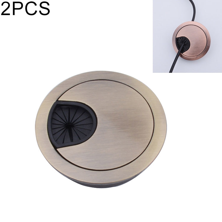 2 PCS Desk Computer Desktop Zinc Alloy Round Threading Box Hole Cover, Hole Diameter: 50mm (Bright Gold)-Reluova