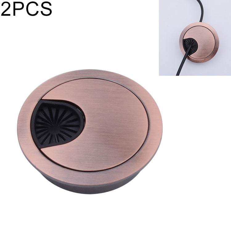 2 PCS Desk Computer Desktop Zinc Alloy Round Threading Box Hole Cover, Hole Diameter: 50mm (Bright Gold)-Reluova