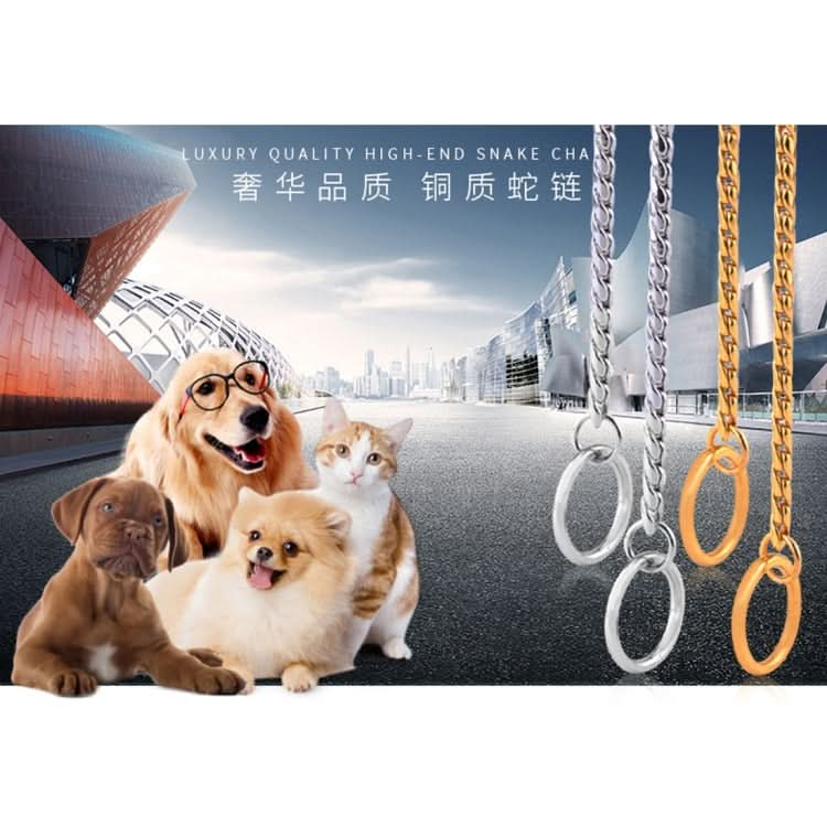 Pet Collars Pet Neck Strap Dog Neckband Snake Chain Dog Chain  Solid  Metal Chain Dog Collar，Length:35cm - Reluova