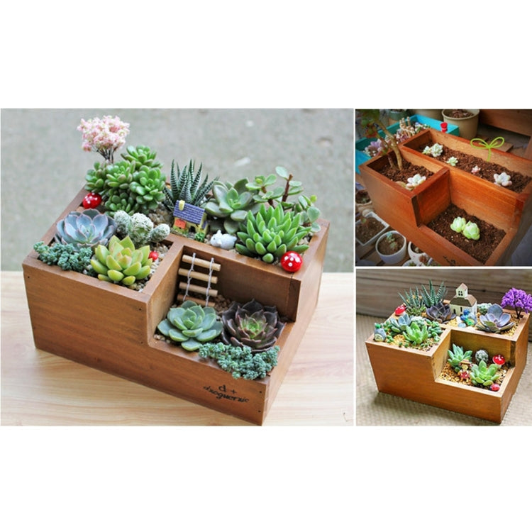 Retro Square Wooden Flower Pot Wooden Box Woody Storage Box  Multi-functional Wooden Box,Random Color Delivery My Store