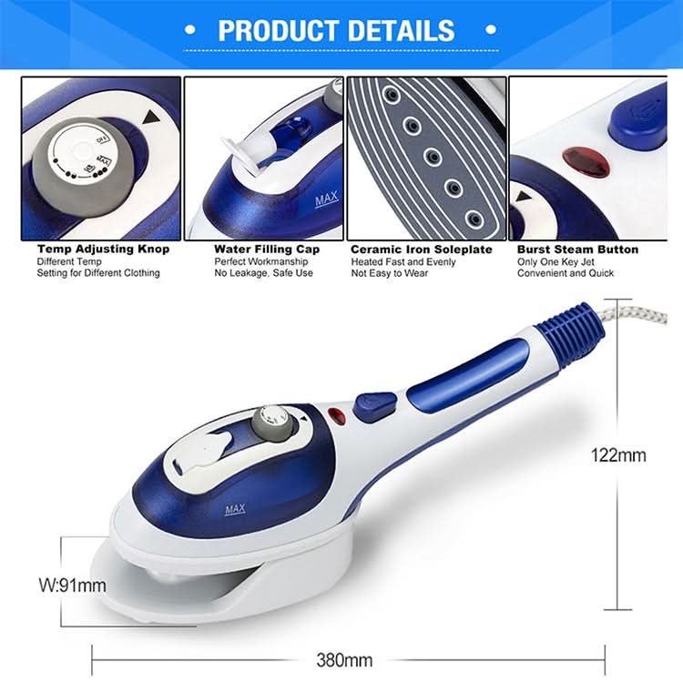 Multifunction Household Handheld Steamer Travel Portable Hand - Held Steam Hanging Hot Machine Ceramic Bottom with Flannelette Brush & Hair Brush & Measuring Cup,US Plug Reluova