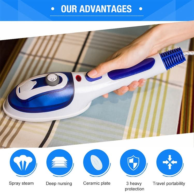 Multifunction Household Handheld Steamer Travel Portable Hand - Held Steam Hanging Hot Machine Ceramic Bottom with Flannelette Brush & Hair Brush & Measuring Cup,US Plug