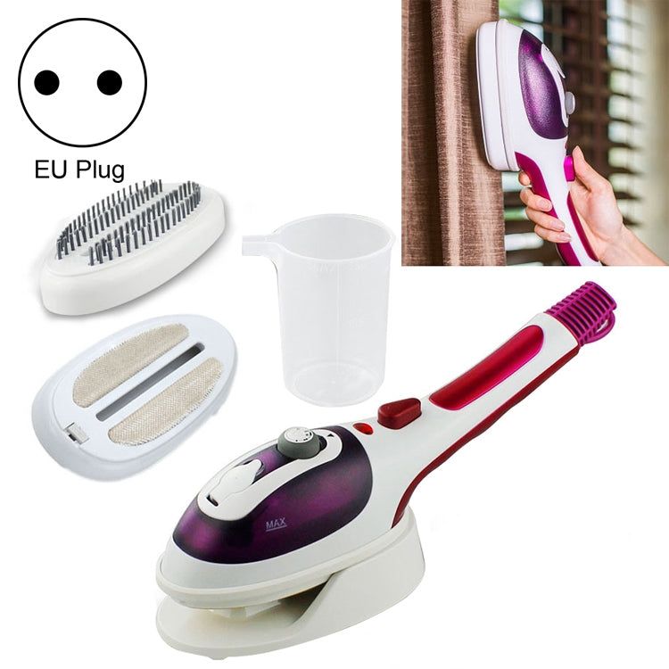 Multifunction Household Handheld Steamer Travel Portable Hand - Held Steam Hanging Hot Machine Ceramic Bottom with Flannelette Brush & Hair Brush & Measuring Cup,EU Plug Reluova