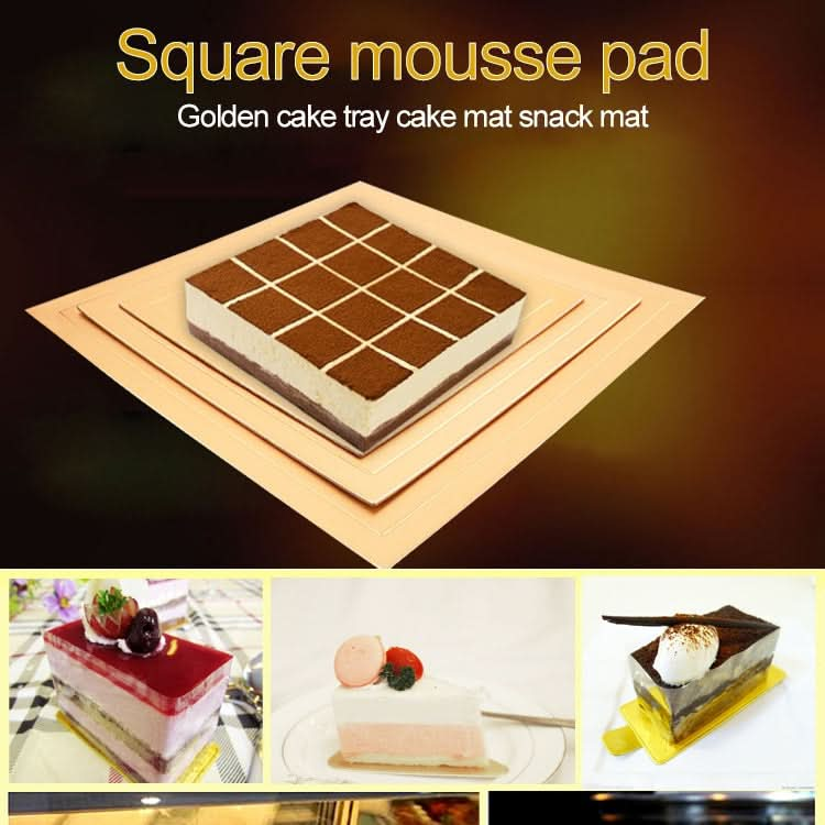 100pcs / Pack Square Cake Cardboard Pad Golden Cake Mousse Cake Mat, Size: 28 x 28cm - Reluova