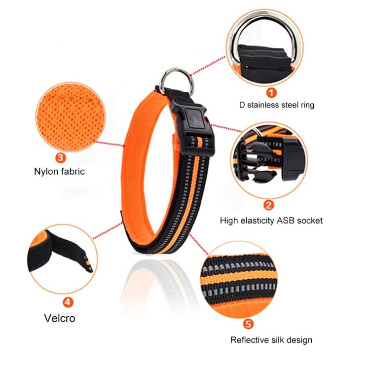 Pet Dogs Polyester Reflective Breathable Pets Collar Traction Lead Leash, Size: S, 2.0*35*40cm - Reluova