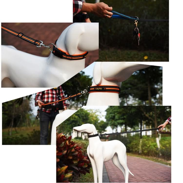 Pet Dogs Nylon Night Reflective Breathable Handheld Traction Lead Leash, Size: S, Adjustable Range: 2.0*(100-140cm) - Reluova