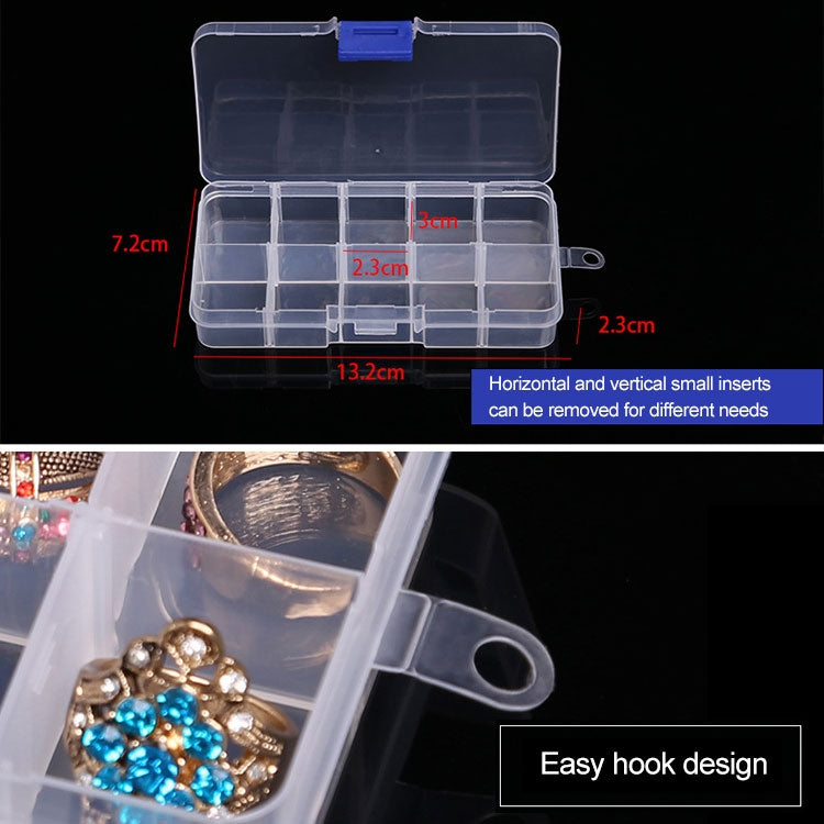 10 PCS Removable Grid Plastic Box Organizer for Jewelry Earring Fishing Hook Small Accessories, Size: Small, 10 Slots