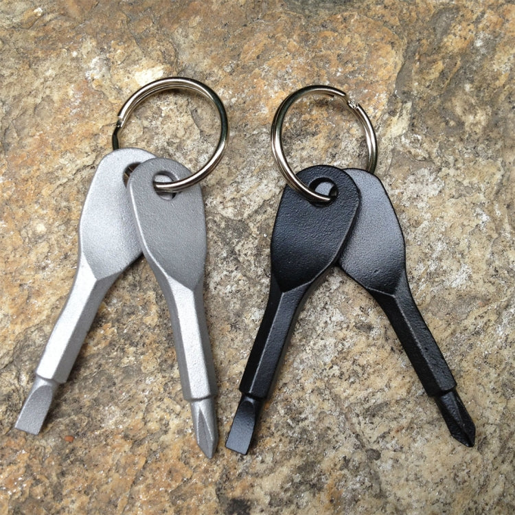 Outdoor Portable 2 in 1 Slotted + Cross Screwdriver Set Tool with Keyring