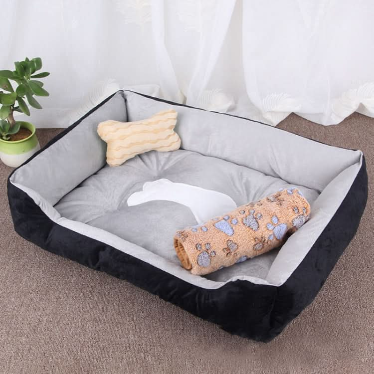 Dog Bone Pattern Big Soft Warm Kennel Pet Dog Cat Mat Blanket, with Blanket Size: L, 80×60×15cm - Reluova