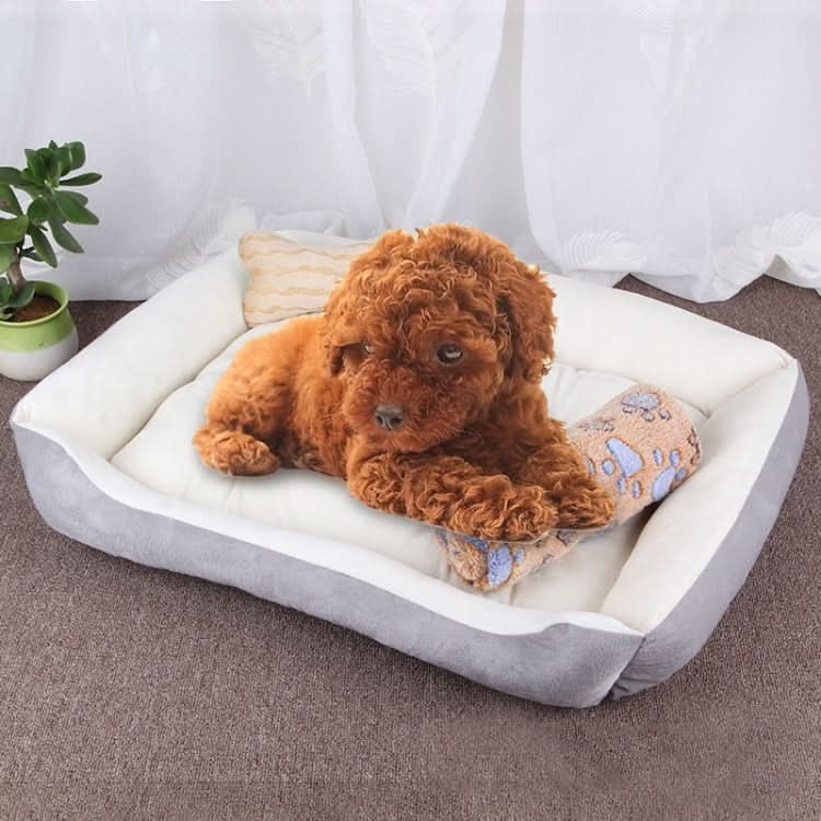 Dog Bone Pattern Big Soft Warm Kennel Pet Dog Cat Mat Blanket, with Blanket Size: L, 80×60×15cm - Reluova