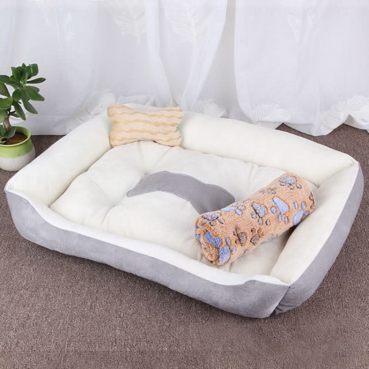 Dog Bone Pattern Big Soft Warm Kennel Pet Dog Cat Mat Blanket,with Blanket Size: XXS, 45×30×15cm - Reluova