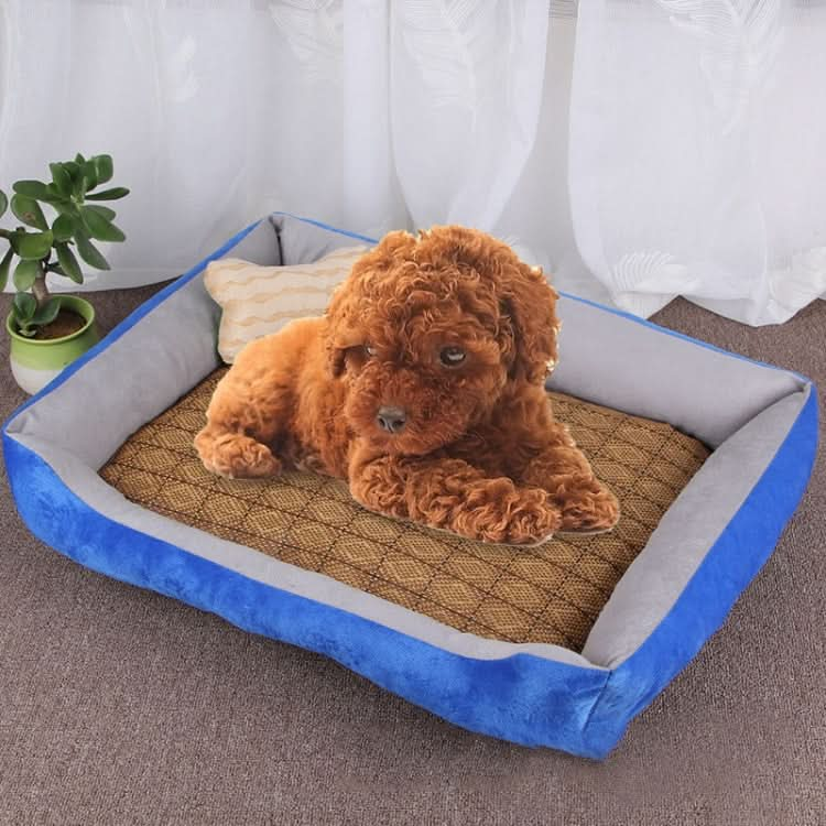 Dog Bone Pattern Big Soft Warm Kennel Pet Dog Cat Mat Blanket, with Rattan Mat Size: L, 80×60×15cm - Reluova