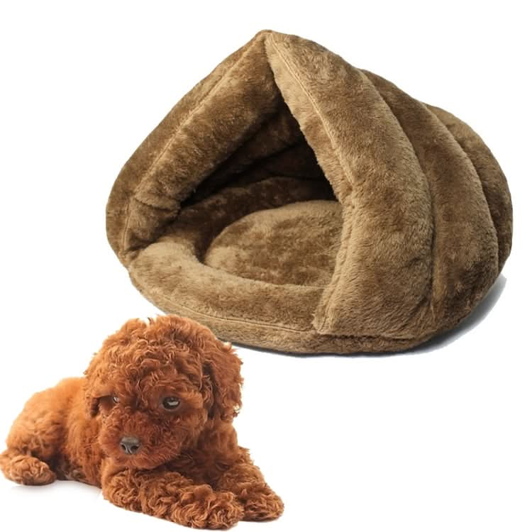 Triangular Cat Kennel Warm Thicken Mongolian Yurt Pet Dogs Cats House Size: M, 40×40×30cm - Reluova