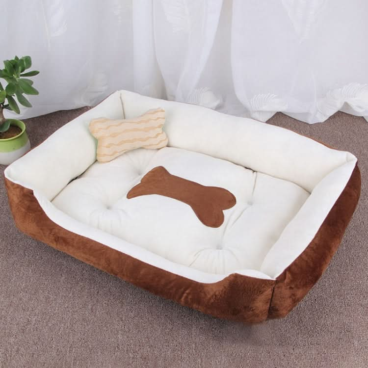 Dog Bone Pattern Big Soft Warm Kennel Pet Dog Cat Mat Blanket, Size: L, 80×60×15cm - Reluova