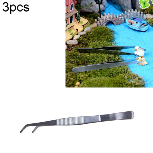 3pcs Stainless Steel Plants Cleaner Tool Crooked Tweezer Plants Cleaning Tool Aquarium Maintenance Tools Marine Aquarium Live Plants Tweezers,Length:25cm