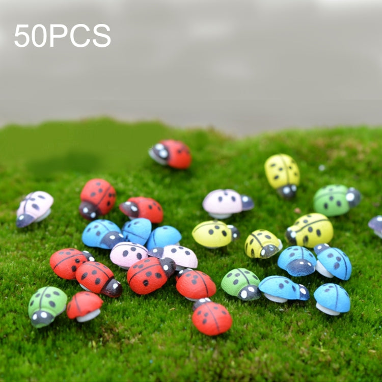 50pcs Mixed Color Wooden Cabochons Ladybug for Decoration Wood Ladybug Decoration Crafts Micro-landscape Ornaments Accessories Multi-meat Ornaments My Store