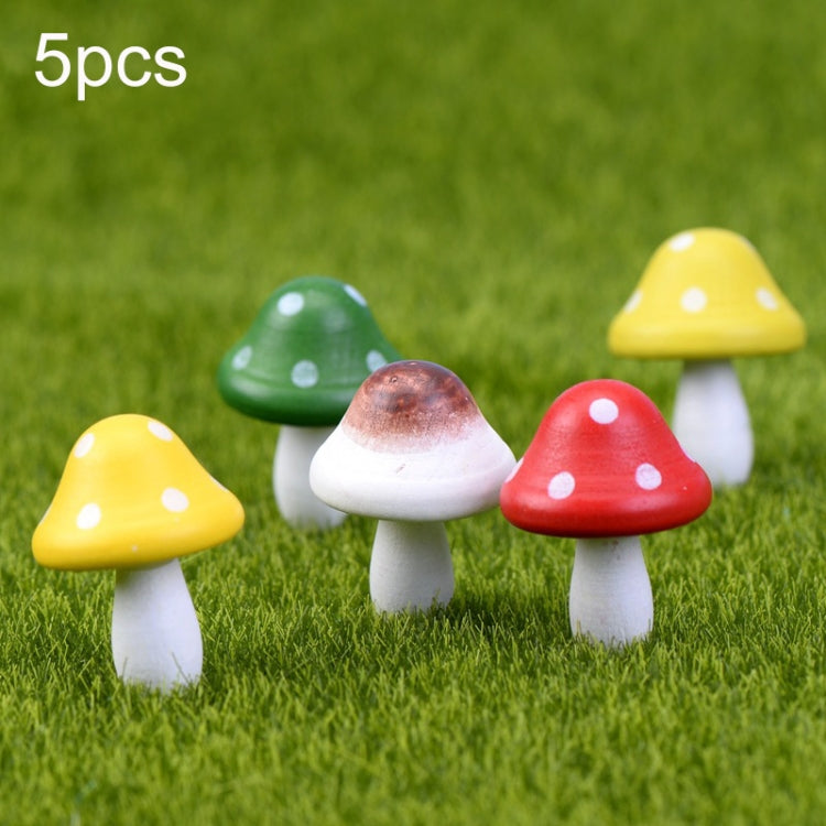 5pcs Woody Mushroom Wooden Mini Mushrooms Decoration Crafts Micro-landscape Ornaments Accessories Multi-meat Ornaments, Random Color Delivery My Store