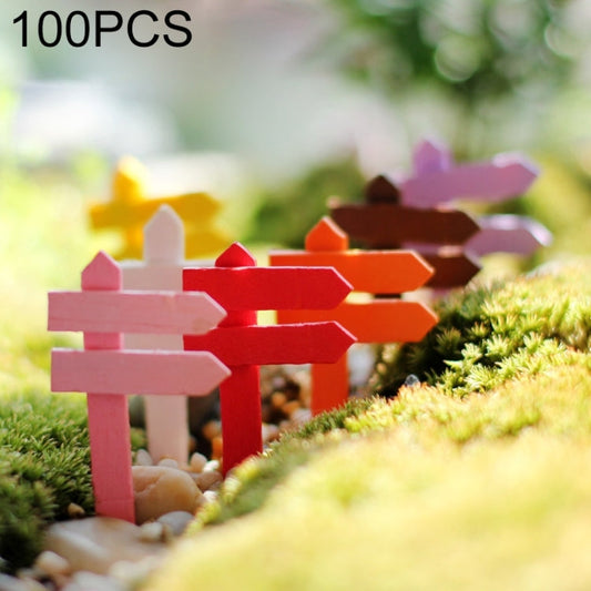 10pcs Mini Wooden Fences Signpost Garden Ornament DIY Plant Labels Pots Scenery Decoration Micro-landscape DIY Ornaments Multi-meat Wooden Ornaments, Random Color Delivery