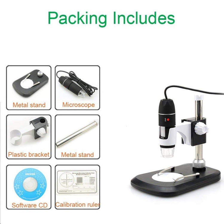 DMS-MDS800 40X-1600X Magnifier 2.0MP Image Sensor USB Digital Microscope with 8 LEDs & Professional Stand Reluova