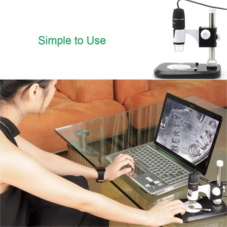 DMS-MDS800 40X-1600X Magnifier 2.0MP Image Sensor USB Digital Microscope with 8 LEDs & Professional Stand Reluova