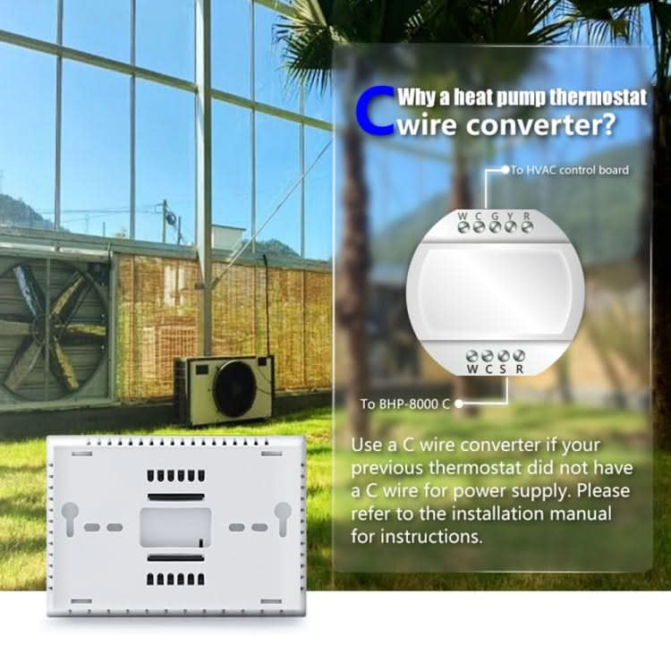 BHP-8000-B 3H2C Smart Home Heat Pump Round Room Mirror Housing Thermostat without WiFi, AC 24V My Store