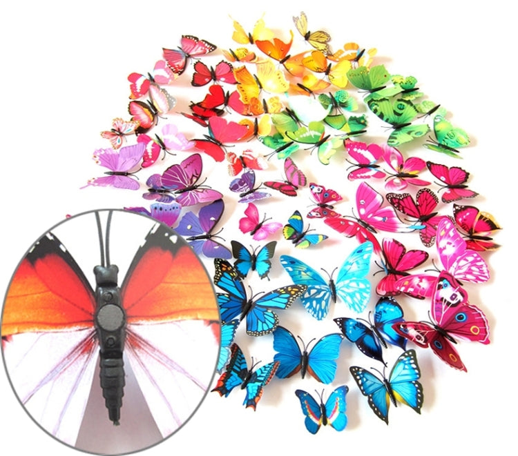 2 Sets Creative 3D Color Butterfly Wall Stickers Living Room Bedroom Decoration Supplies, Magnet Style, Random Color Delivery-Reluova