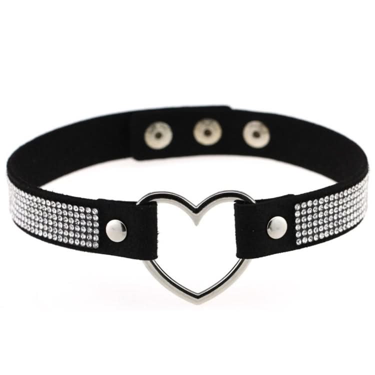 Japanese Harajuku Rhinestone Heart Shape Punk Collar Fashion Female Choker Necklace, Random Color Delivery Reluova