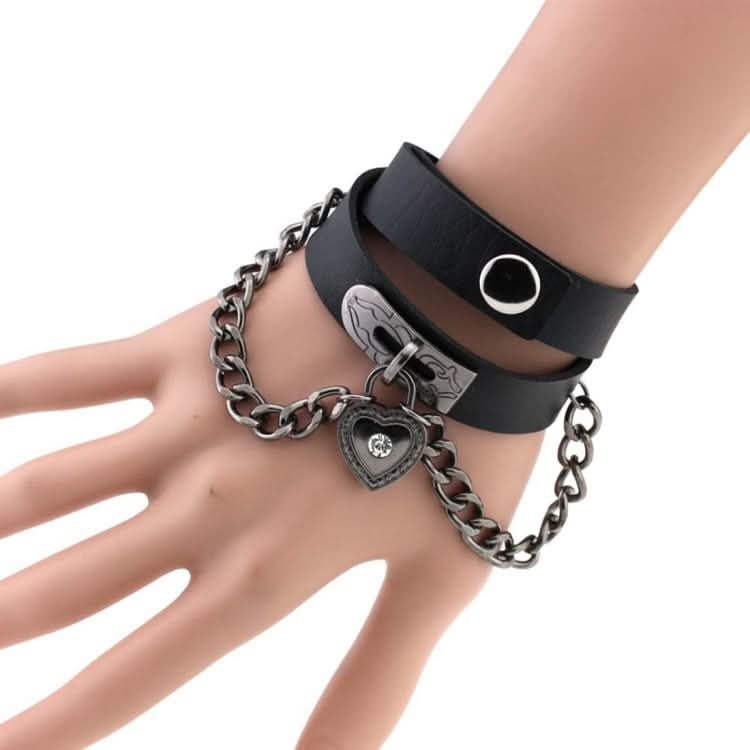 European and American Harajuku Punk Heart-shape Lock Leather Collar Choker Bracelet, Random Color Delivery Reluova