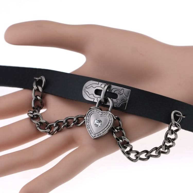 European and American Harajuku Punk Heart-shape Lock Leather Collar Choker Bracelet, Random Color Delivery Reluova