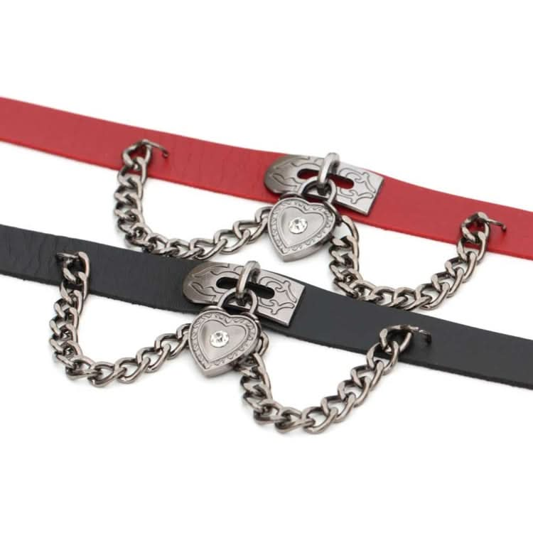 European and American Harajuku Punk Heart-shape Lock Leather Collar Choker Bracelet, Random Color Delivery Reluova