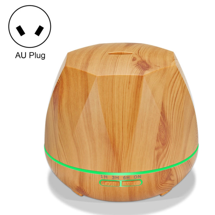 Peach Shape Wood Grain Remote Control Ultrasonic Humidifier Aromatherapy Machine Automatic Alcohol Sprayer with LED Lights, Capacity: 400mL, AU Plug (Light Wood Color)