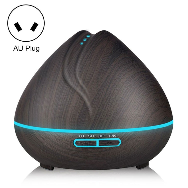 Peach Shape Wood Grain Remote Control Ultrasonic Humidifier Aromatherapy Machine Automatic Alcohol Sprayer with LED Lights, Capacity: 400mL, AU Plug (Light Wood Color) Reluova