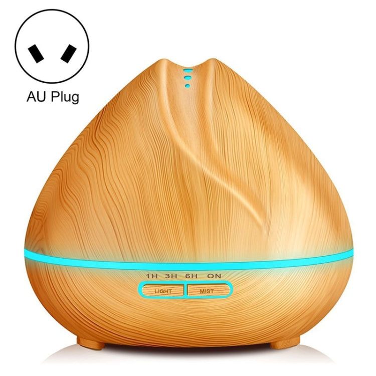 Peach Shape Wood Grain Remote Control Ultrasonic Humidifier Aromatherapy Machine Automatic Alcohol Sprayer with LED Lights, Capacity: 400mL, AU Plug (Light Wood Color)